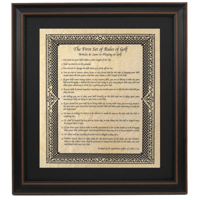 Original Rules Of Golf 1744 | Framed Textual Art Print on Antique Parchment