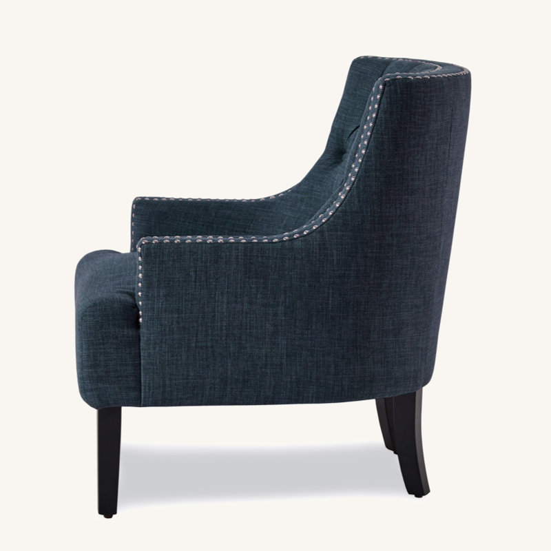 Upholstered Wingback Chair, Indigo Velvet