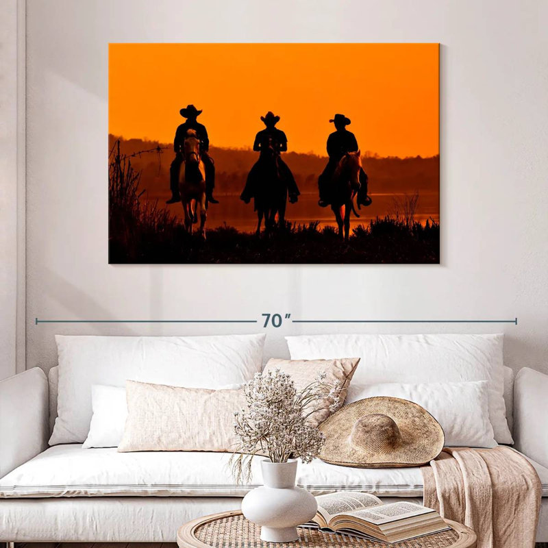 Lelar Cowboys At Sunset, 32" H x 48" W