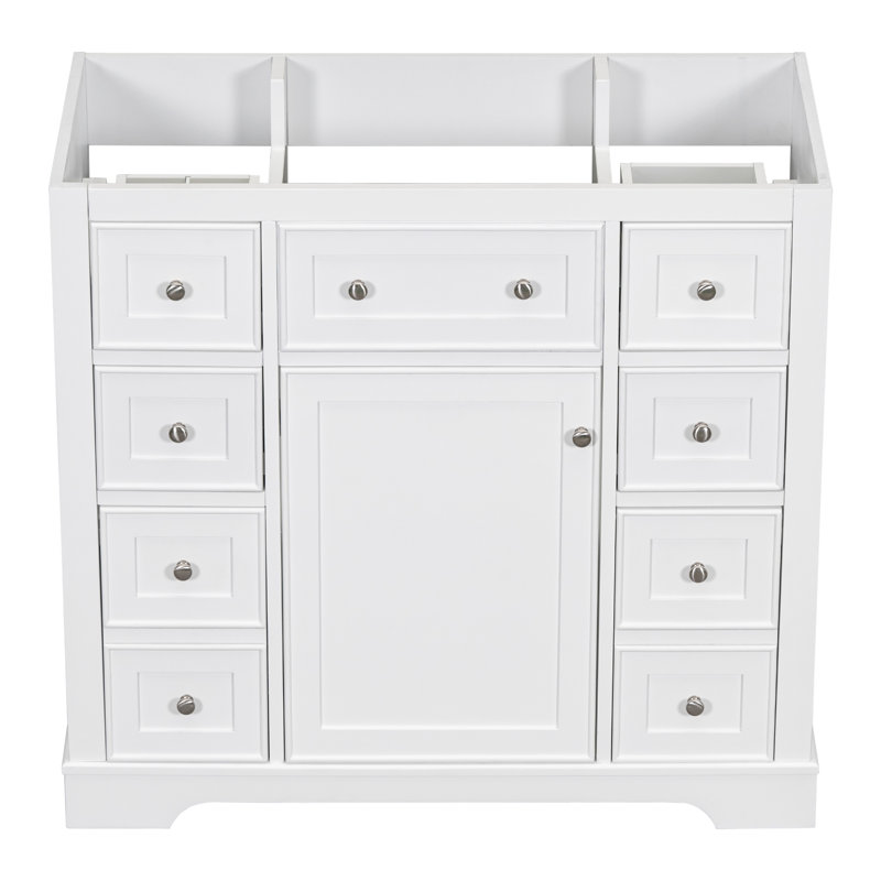 Base de meuble-lavabo moderne 36 po avec tiroirs Anders (lavabo non inclus), Blanc