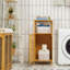 Armoire de rangement en bambou avec porte et tablette