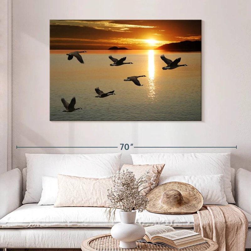Brampt Sunset Geese Flight, 32" H x 48" W