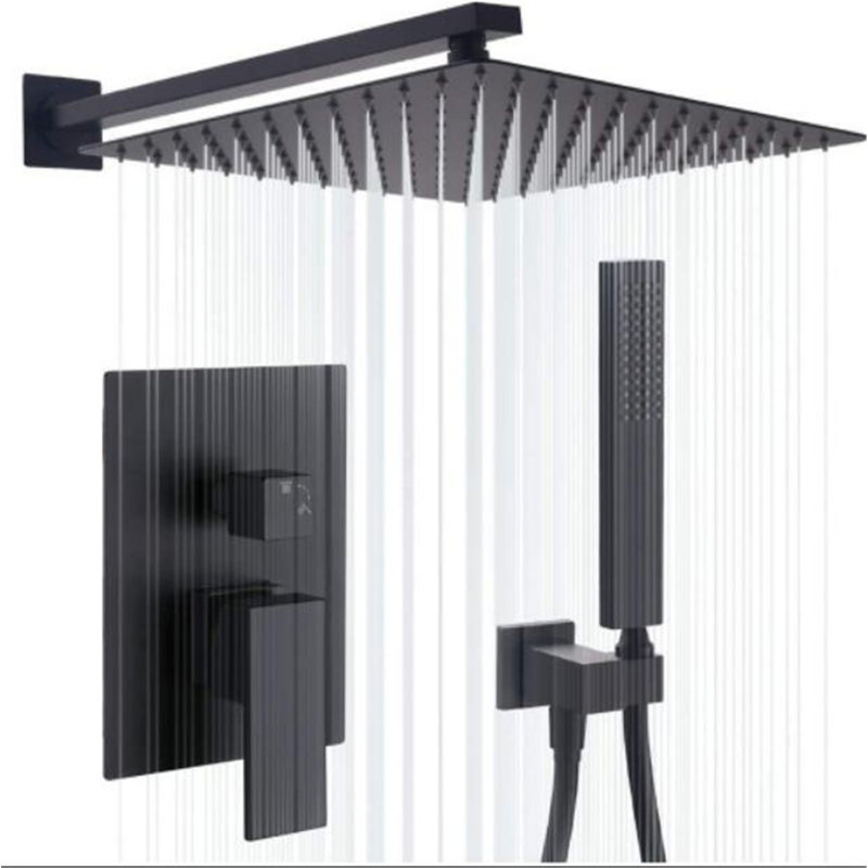 Douche de pluie 12 po, Noir