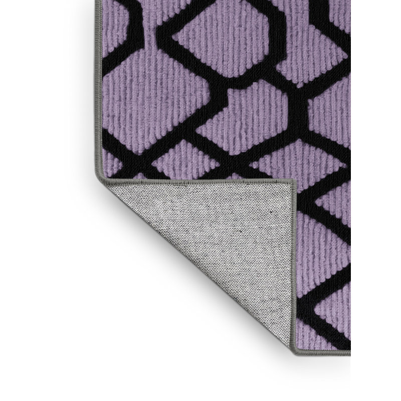 Tapis rose à motif treillis lavable à la machine, Carré 4 pi