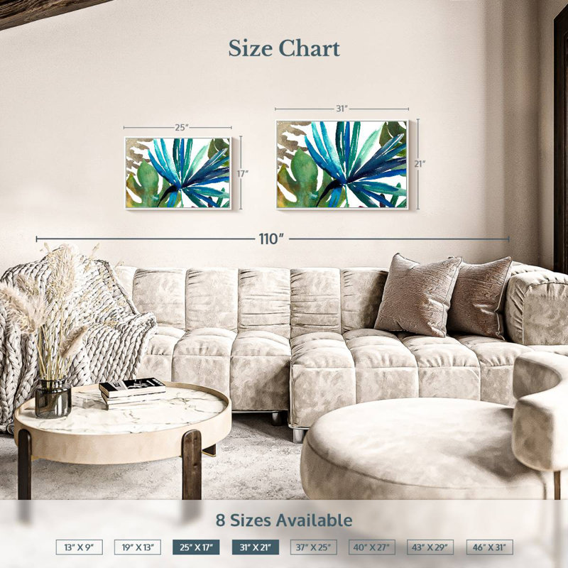 Tropic Sway I, Cadre flottant blanc, 25 po x 17 po