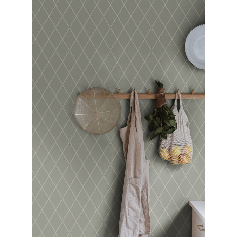 Villa Dalaro 2 Geometric Wallpaper Roll by Karolina Kroon, Sage Green