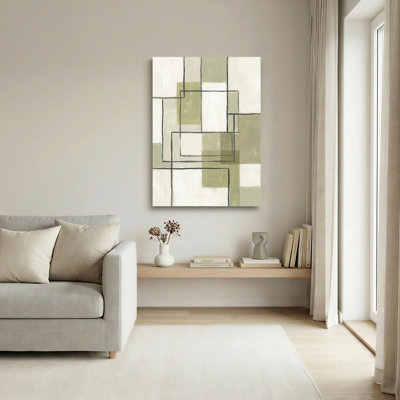 «Abstract Geometric Squares», ensemble de 1 reproduction d'art sur toile tendue sur toile
