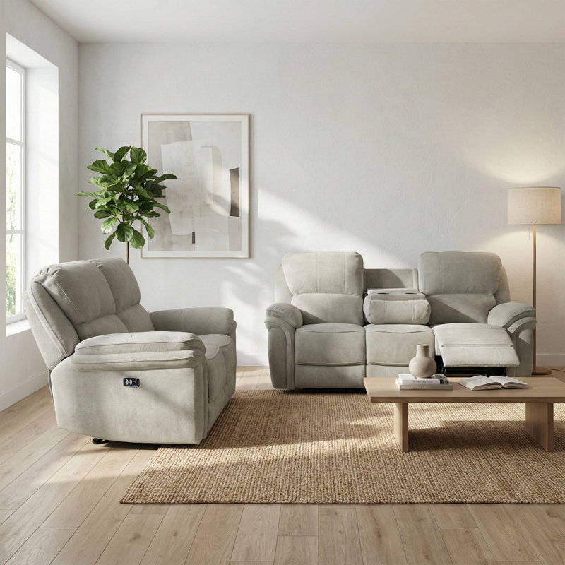 Coomer 3 Seater Recliner, Grey, Power - Push Button