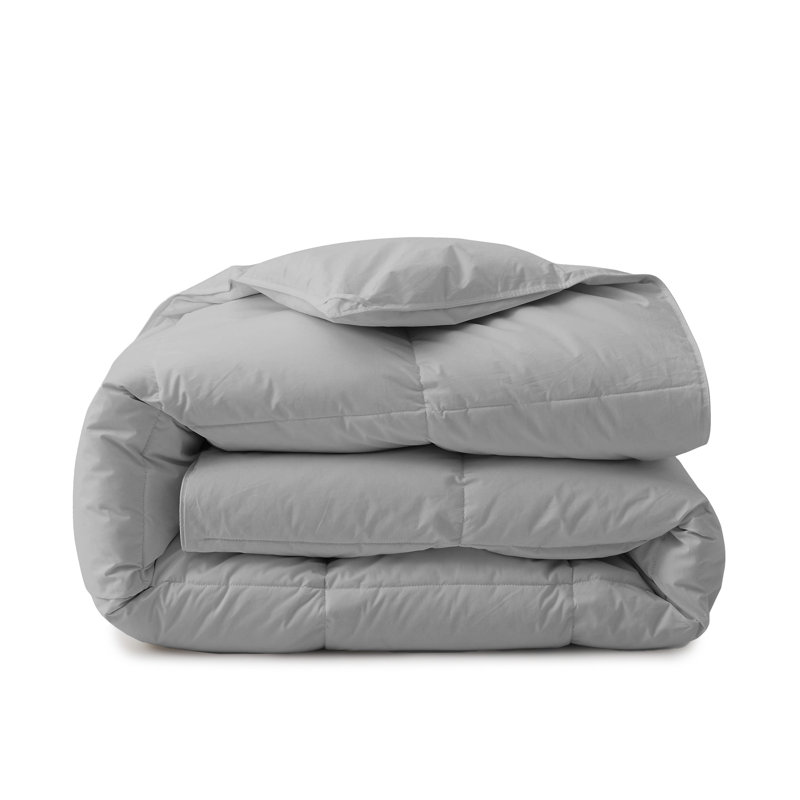 Heavyweight Goose Down Fiber Comforter, Twin, Gray