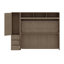 Lit escamotable avec garde-robe, tiroirs et tablettes ouvertes Murphy