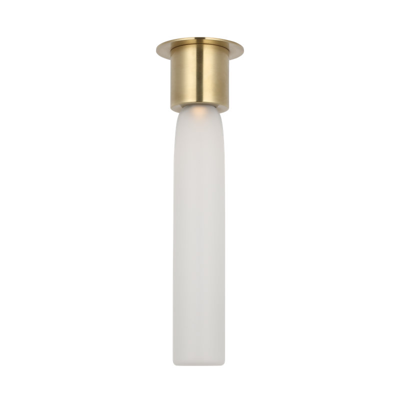 Kelly Wearstler Volver 1-light Small Ceiling Flush Mount in Bronze with Clear Etched Glass shade, 16.1" H x 4.5" W x 4.5" D