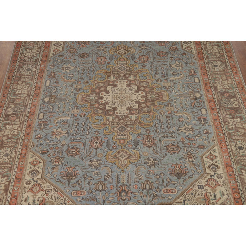 Tapis bleu géométrique 8 x 11 po