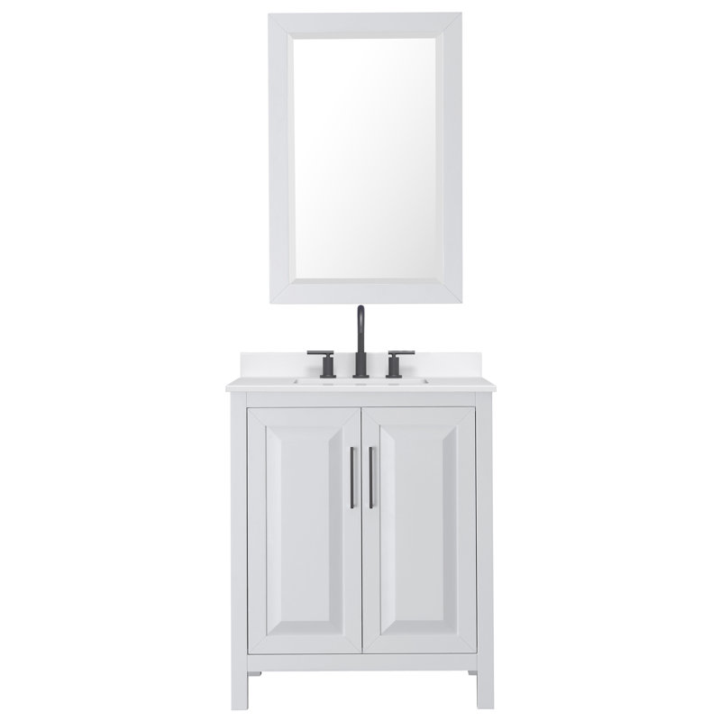 Daria 30'' W Vanity, Matte Black, White, White Quartz