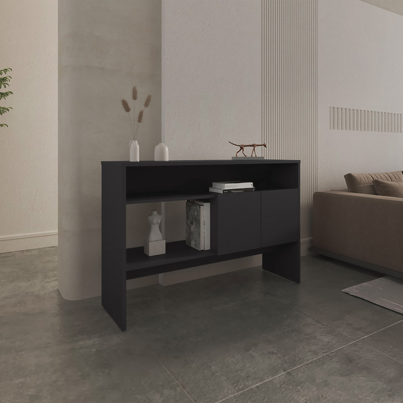 Console H 31,8 po avec 2 portes et 3 tablettes, Noir