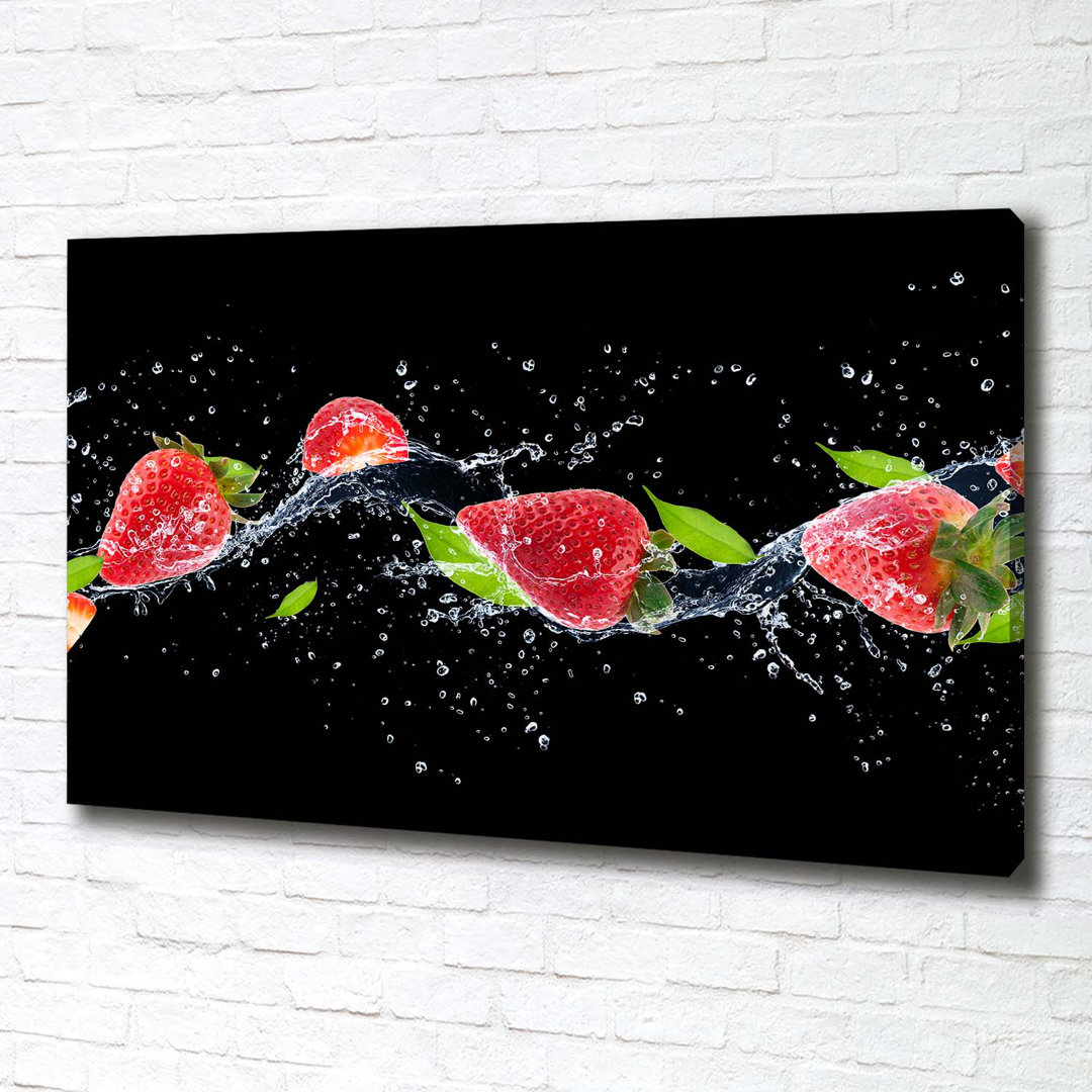 Strawberries and Water - Wrapped Canvas Art Prints