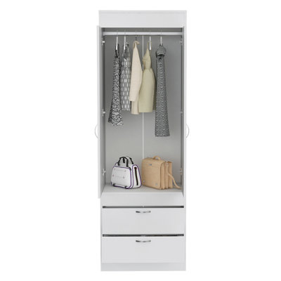 Lisboa Armoire, Rod, Double Door, Two Drawers, Metal Handles by Latitude Run