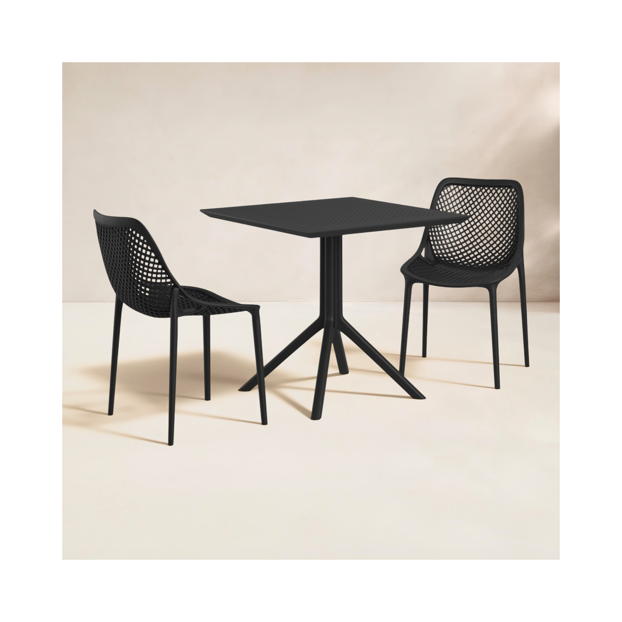 Farrah Square 2 - Person Bistro Set, Black