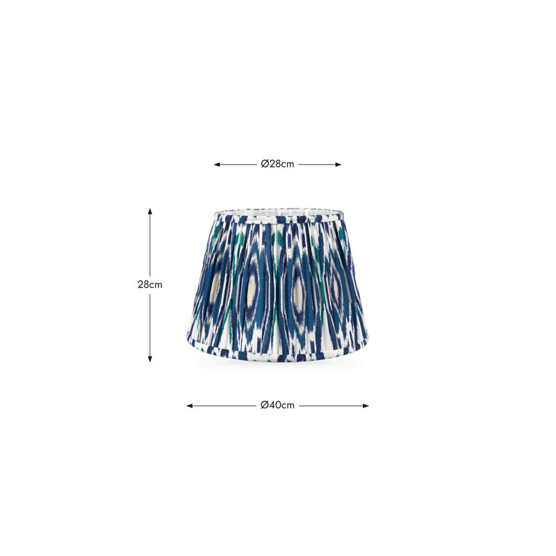 Pleated Cotton Cylinder Shade, 28cm H x 40cm W x 40cm D, Blue