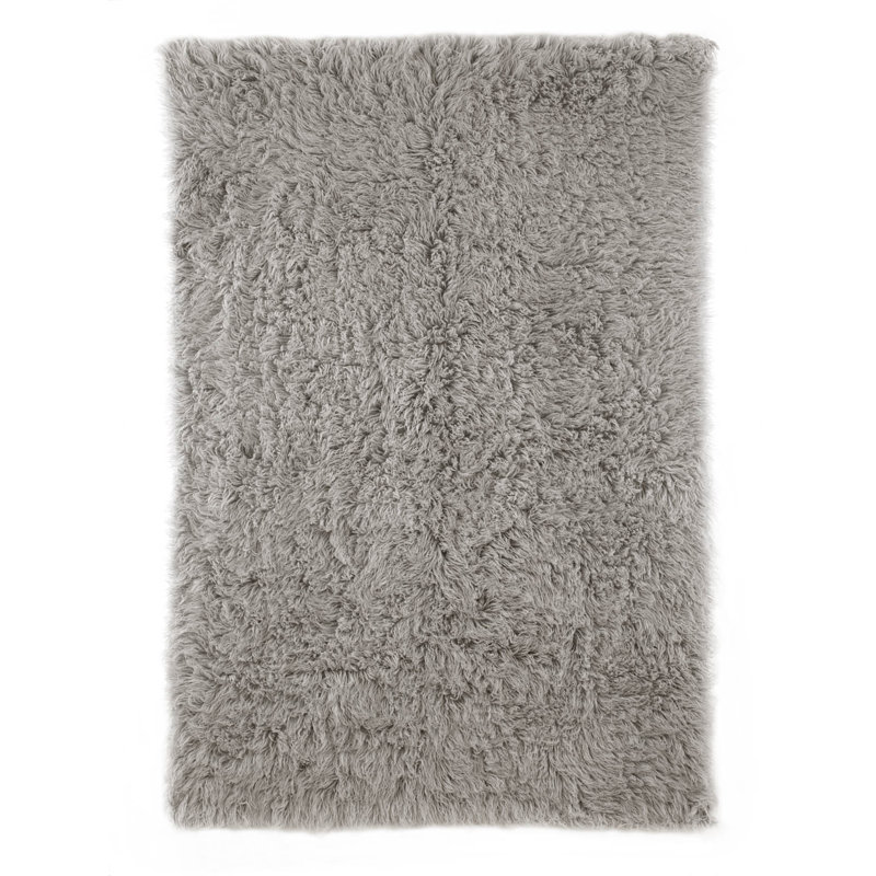 Tapis gris en laine tissé à plat à la main Azra, Rectangle de 3 pi x 5 pi