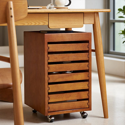 Modern Brown Seven-drawer Solid Wood Filing Cabinet