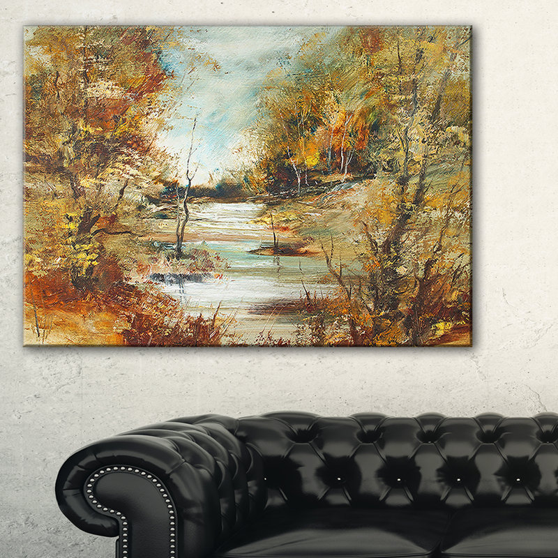 «Brown River in Forest», reproduction d'impression sur toile tendue, H 30 po x l 40 po x P 1 po