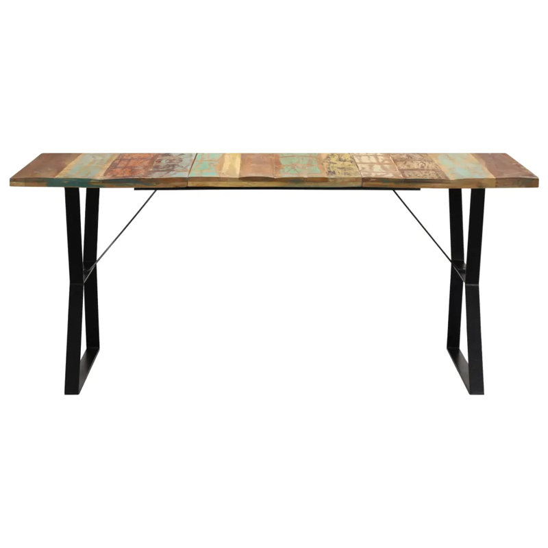 Cambria Rectangular Wood Top Dining Table, H76 x L180 x W90cm, Brown/Turquoise