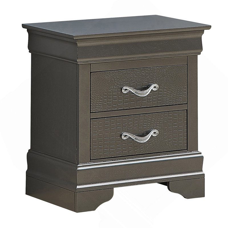 Élégante table de chevet noire métallique avec tiroirs, Noir