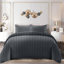 Aspire Homeware 4 Piece Hotel Quality Striped Duvet Bedding Set with Pillowcases and Fitted Sheet for Luxury Bedding Comfort-119236704-119236700