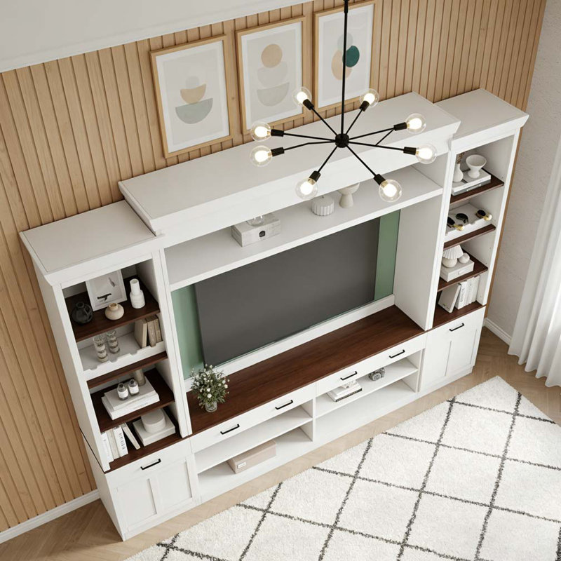 Meuble audio-vidéo Farmhouse, Blanc / Noyer foncé