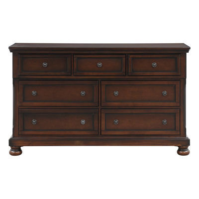 Commode classique transitionnelle à 7 tiroirs en placage de bouleau dissimulé