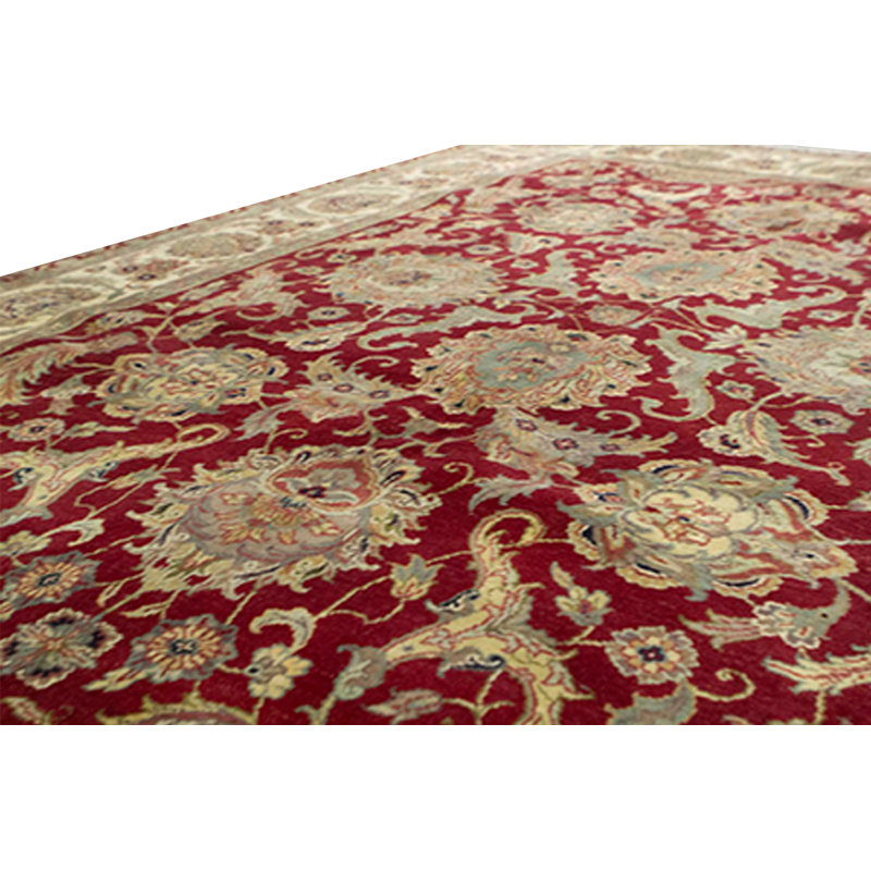 Tapis rouge et or de haute qualité noué à la main