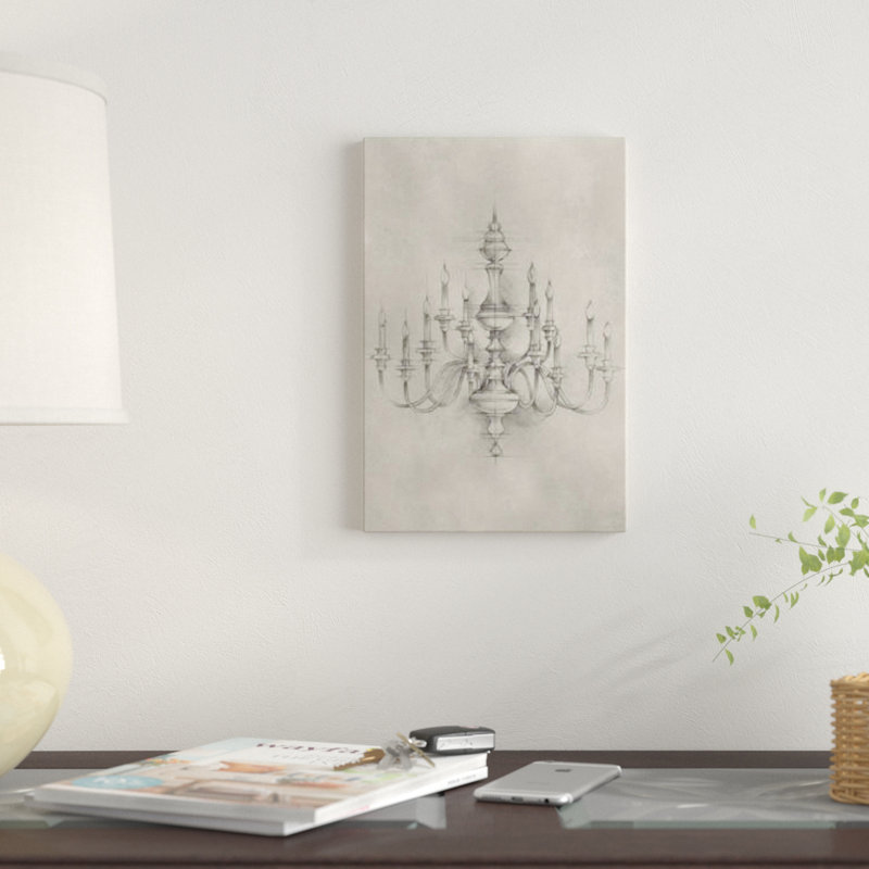 «Chandelier Schématique I», impression sur toile, H 12 po x l 8 po x P 0,75 po, Toile tendue