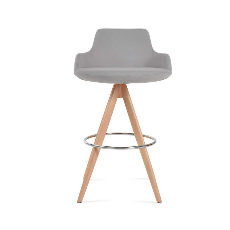 Tabouret de derviche, Naturel, Tissu clair, Tabouret de comptoir (siège d'une hauteur de 24,5