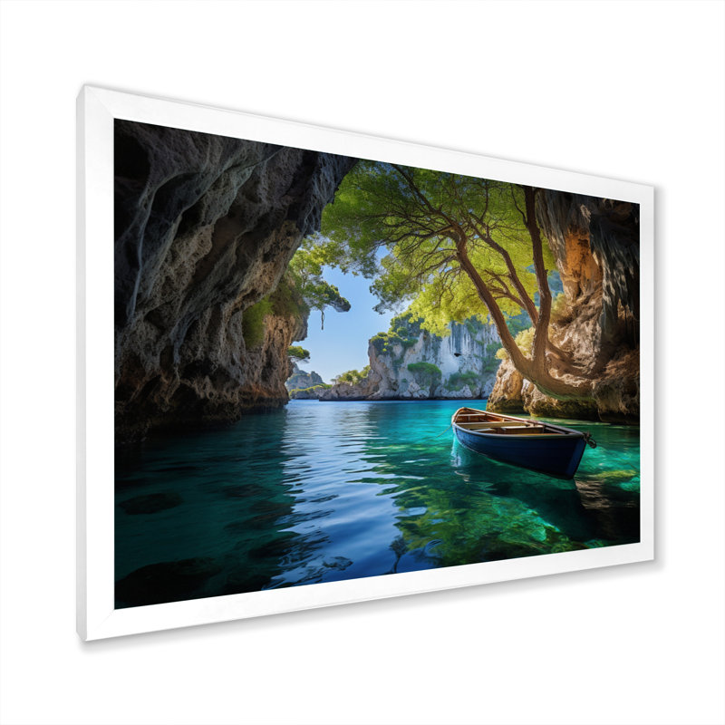 Bennith " Greece Zakynthos Secrets I ", H 34 po x l 44 po, Cadre simple blanc