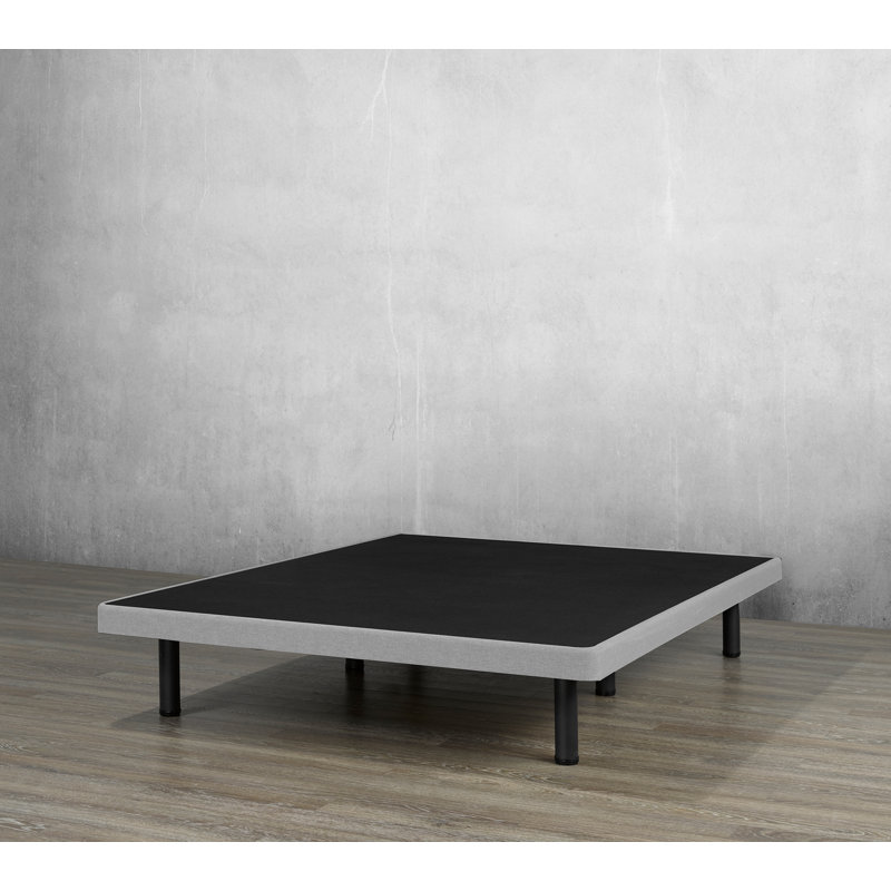 Lit plateforme tapissier à profil bas, Double, Gris
