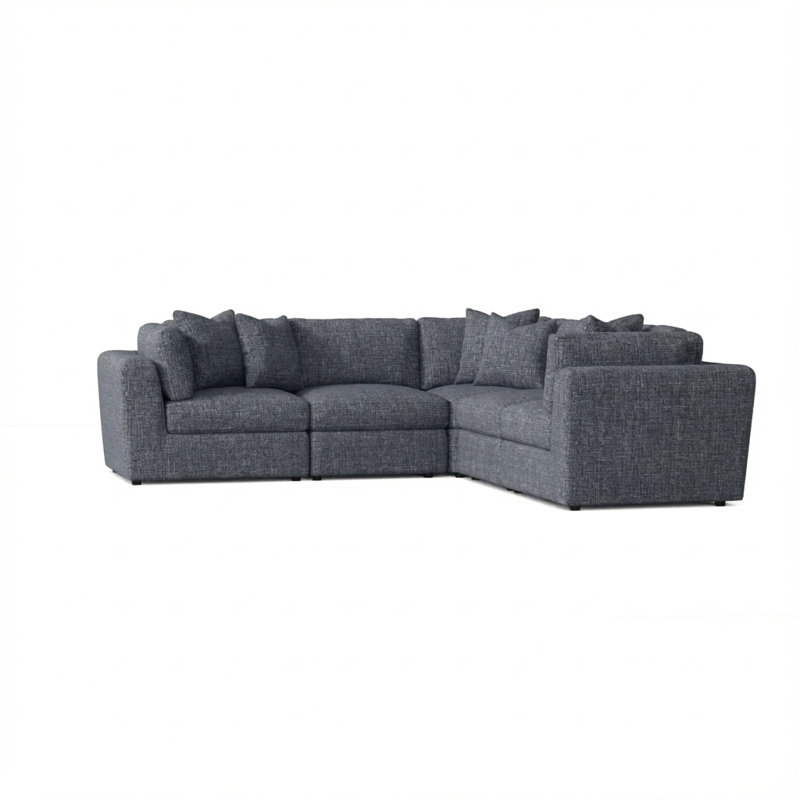 Oasis Upholstered L-Shaped Sectional Symmetrical, Dark Grey Chenille 5533-011