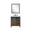 Meuble-lavabo rustique brun, comptoir en quartz blanc, ensemble de robinets et miroir de 28 po