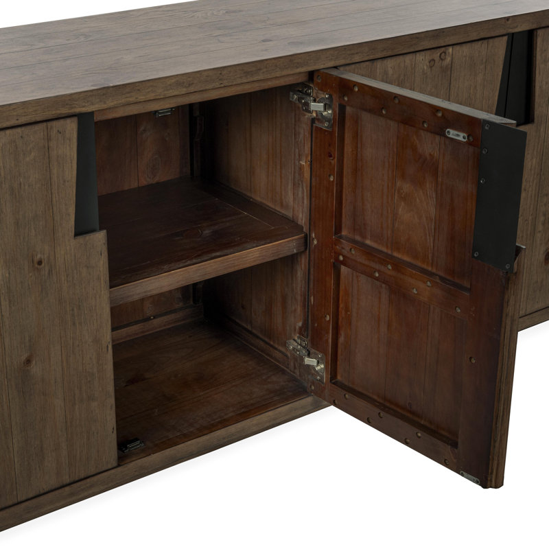 Lyra 78" Reclaimed Pine Wood Buffet Sideboard In Smoke Brown
