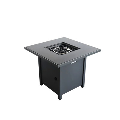 30'' W 25'' H Outdoor Steel Fire Pit Table With Expandable Lid, 40000 Output, 8-Hour Burn Time, Push-Button Ignition, Gray Look X Open 8 Hours Burning,