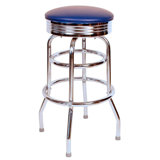 Retro Home Double Ring Chrome Pan Swivel 30" Bar Stool