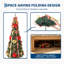 Sapin de Noël artificiel pliable pré-illuminé de 1,80 m avec 200 lumières DEL blanc chaud, 8 modes d'éclairage et décorations rouges et dorées