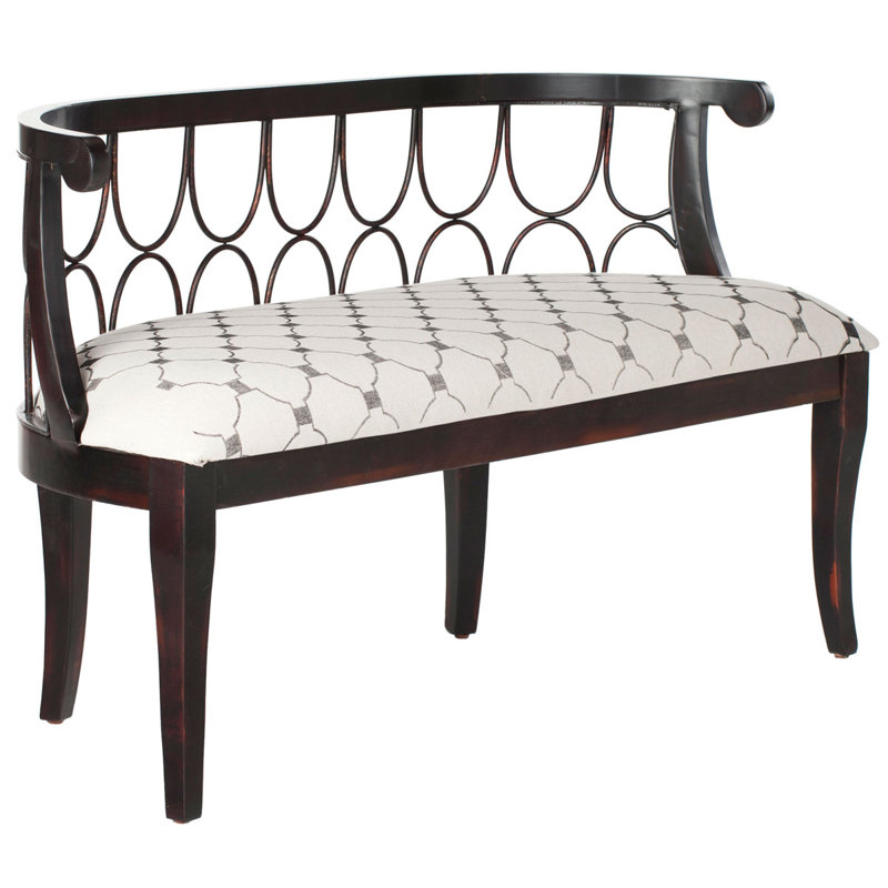 Banc en bois Bristlewood, Motif géométrique Ivoire et gris
