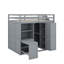 Lit mezzanine double avec garde-robe, tablettes et bureau-672502664
