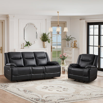 2-Piece Modern Genuine Leather Reclining Living Room Set