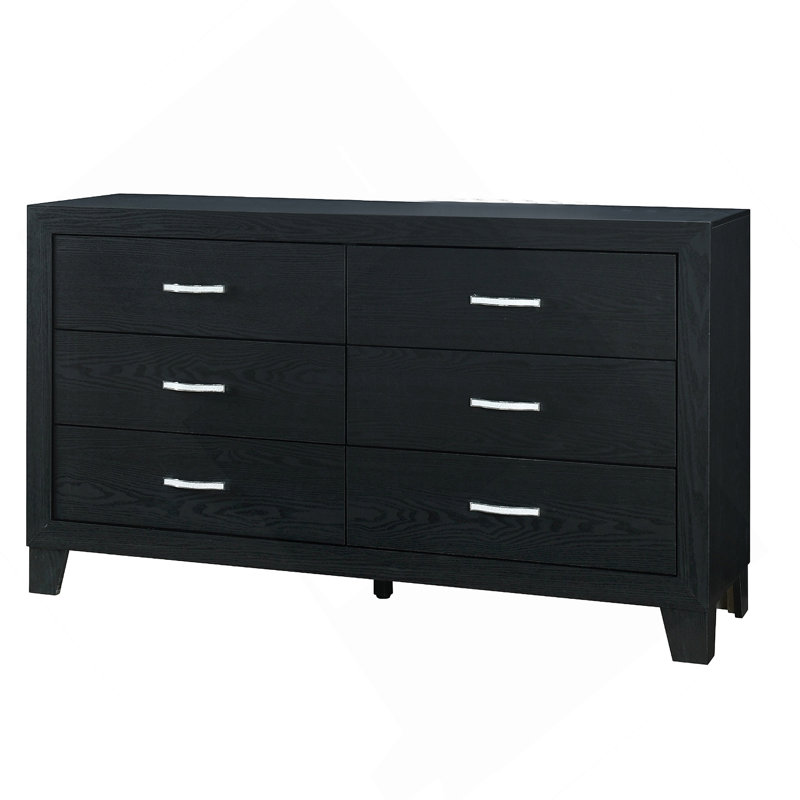 Commode horizontale en bois manufacturé avec 6 tiroirs