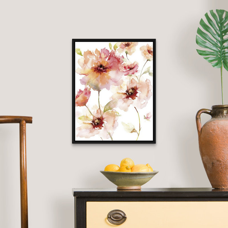 «Translucent Reds I», reproduction d'art sur toile, Cadre flottant noir, H 21,7 po x l 17,7 po x P 1,75 po