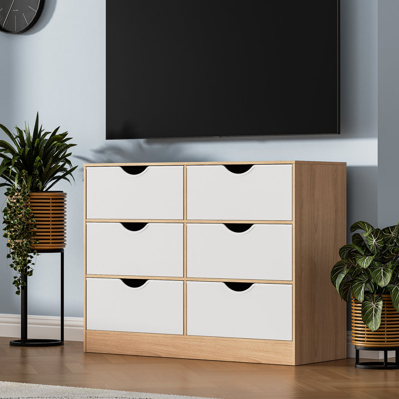 6 Drawers Dresser For Bedroom With 6 Fabric Pu Drawer, Dresser With Large Organizer, Closet Chest Of 6 Drawers For Closet, Living Room, Hallway
