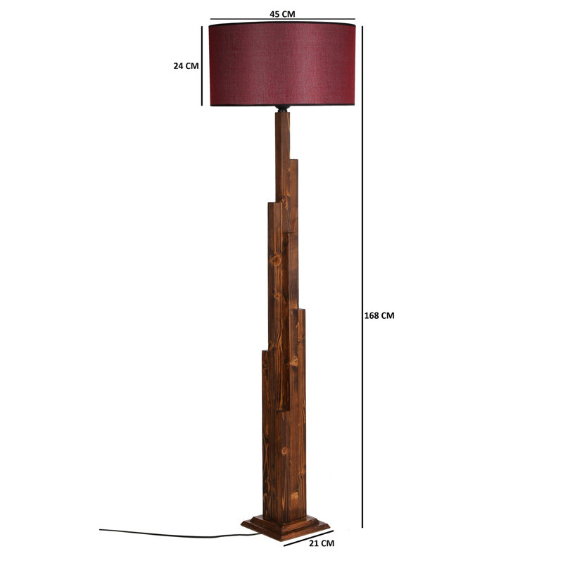 Thermia 160cm Brown Novelty Floor Lamp, Red