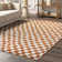 Dominique Abstract Checkered Fringe Area Rug