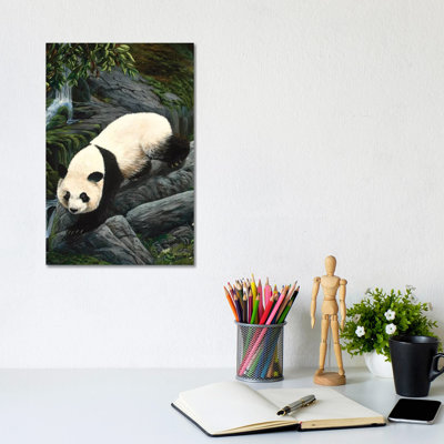 Panda Climbing Down by Laura Curtin - Wrapped Canvas Painting